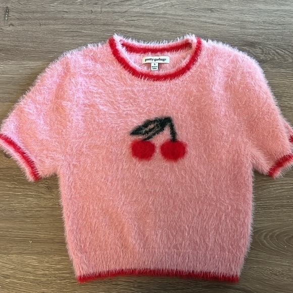 Dolls Kill Pretty Garbage Cherry fuzzy sweater top - Picture 4 of 4